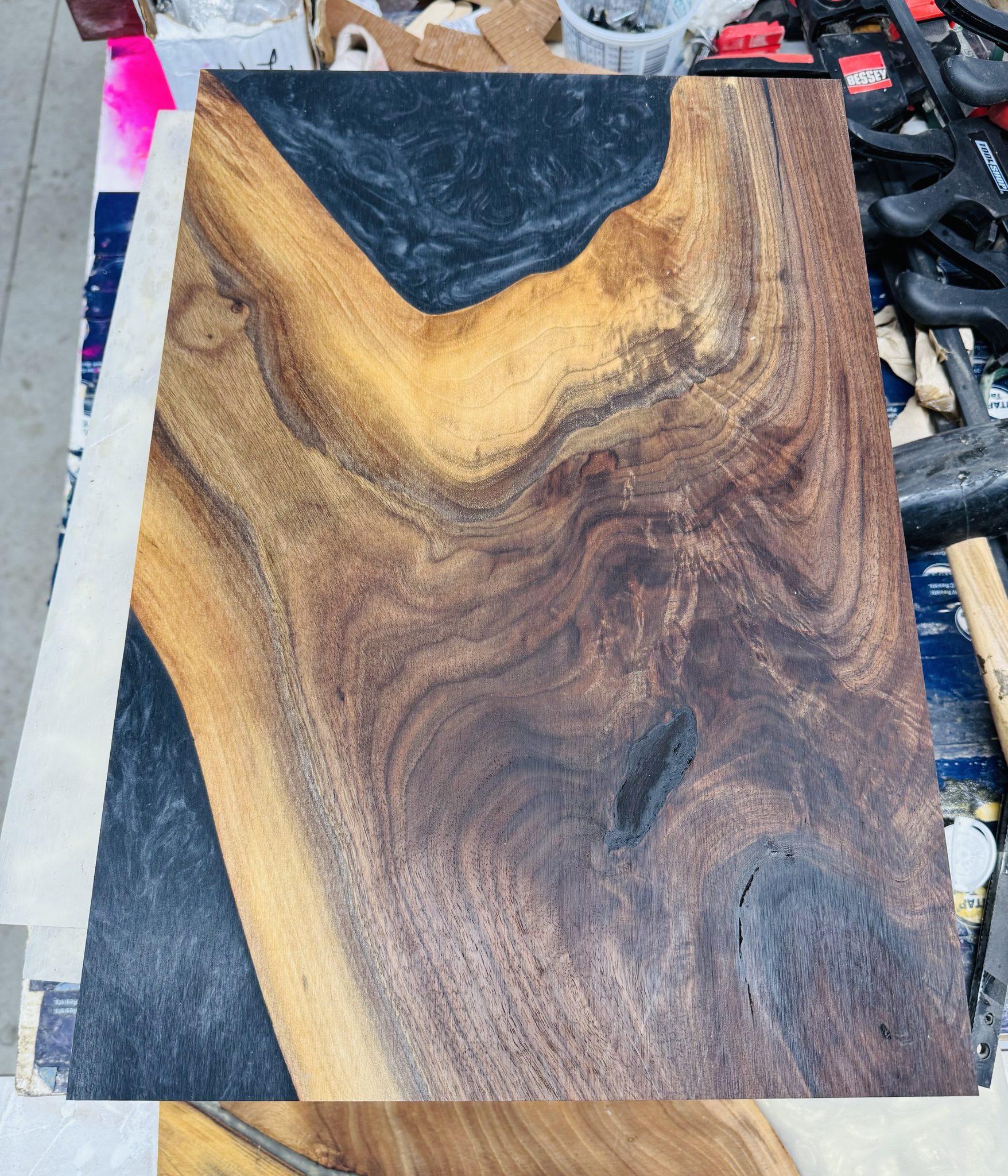 Walnut epoxy river table top