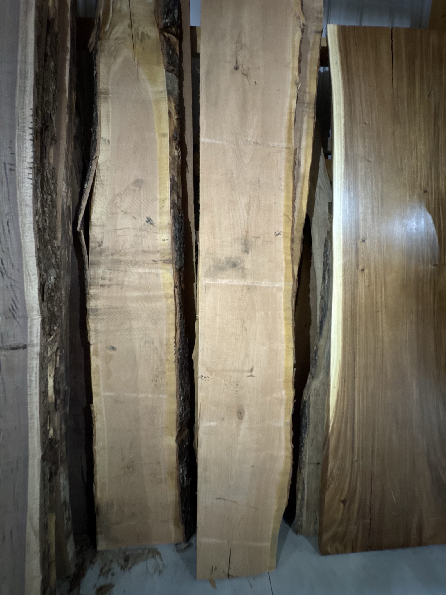 Live edge hardwood slabs