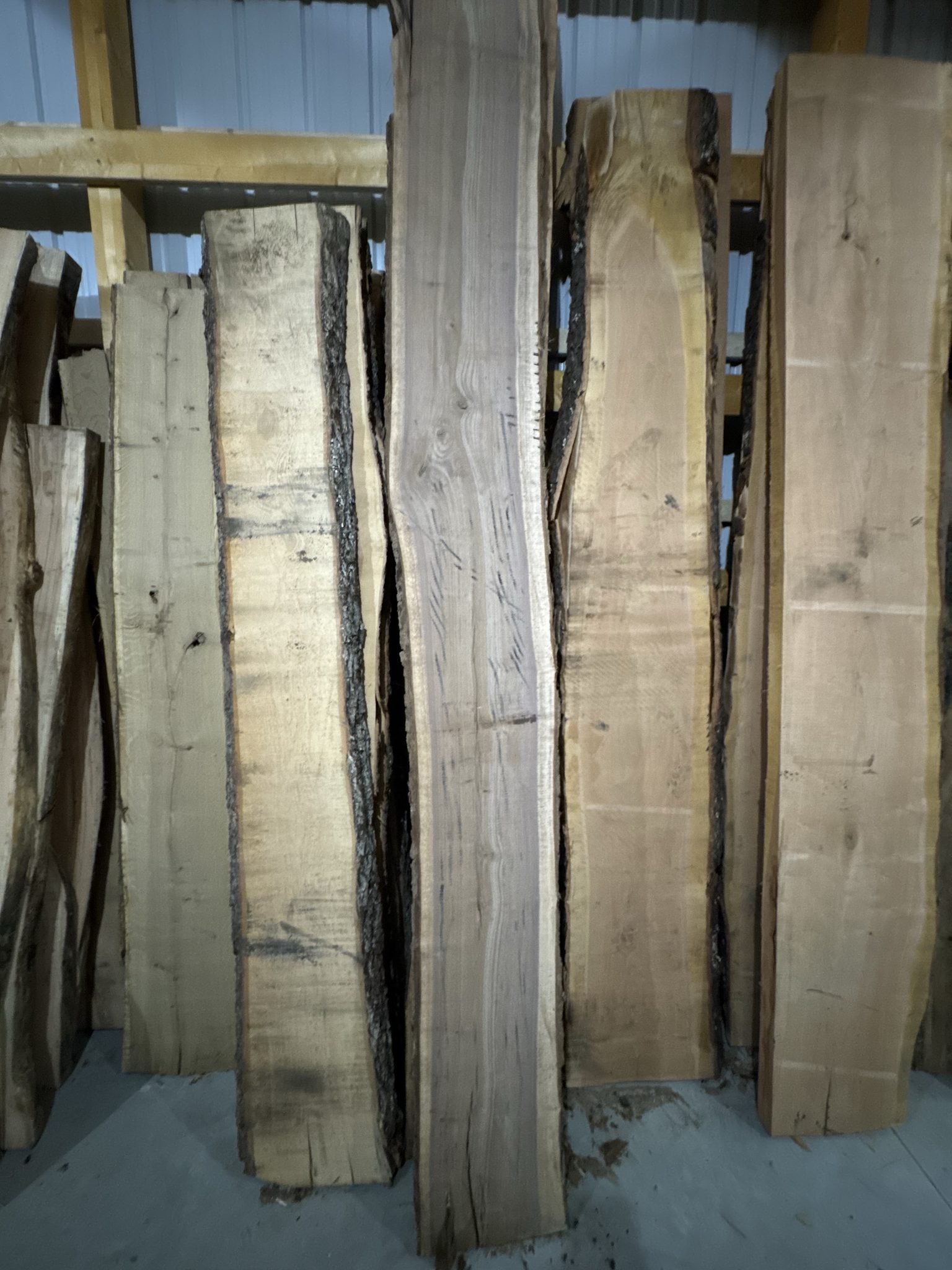 Live edge hardwood slabs