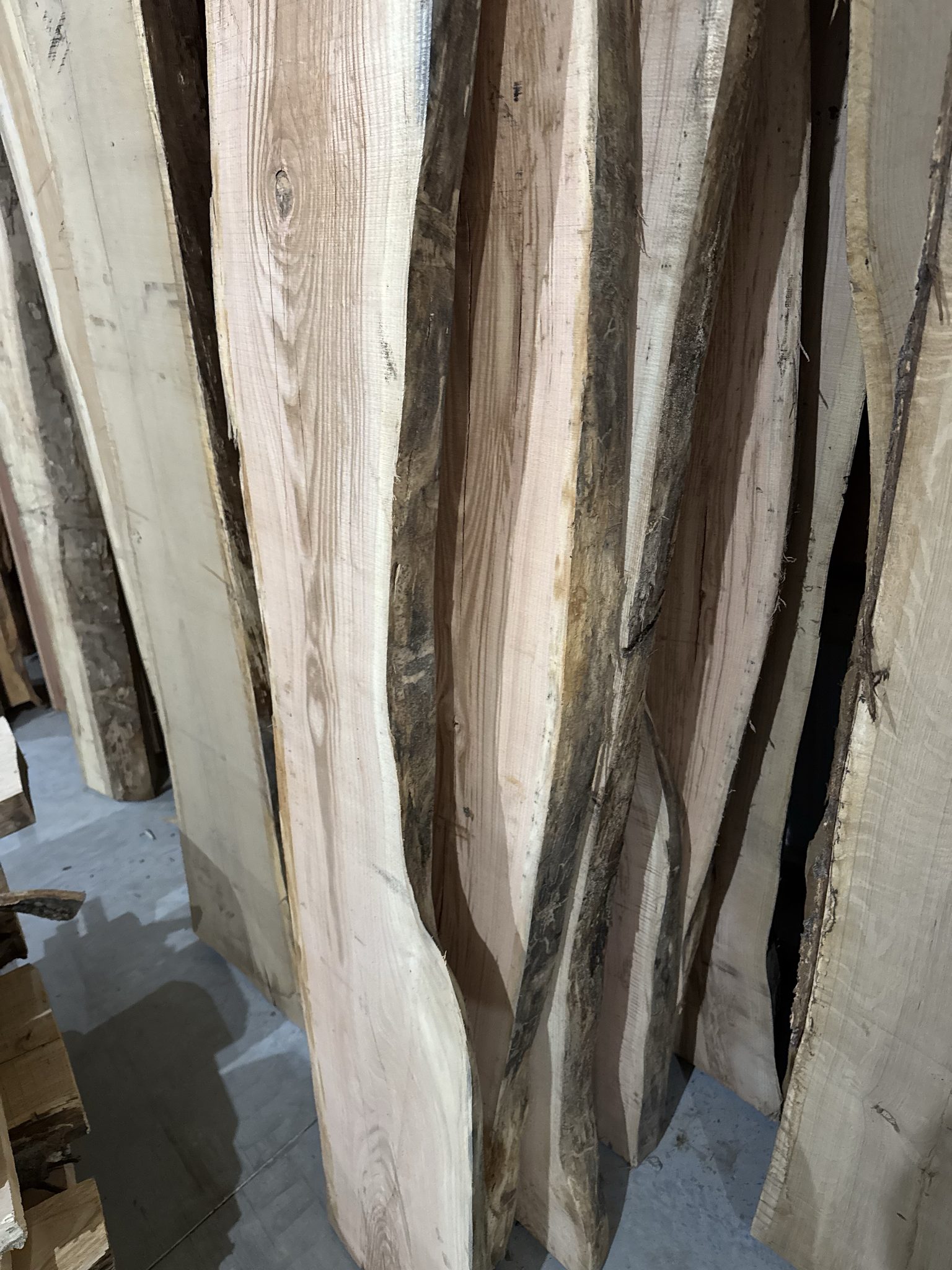 Live edge hardwood slabs