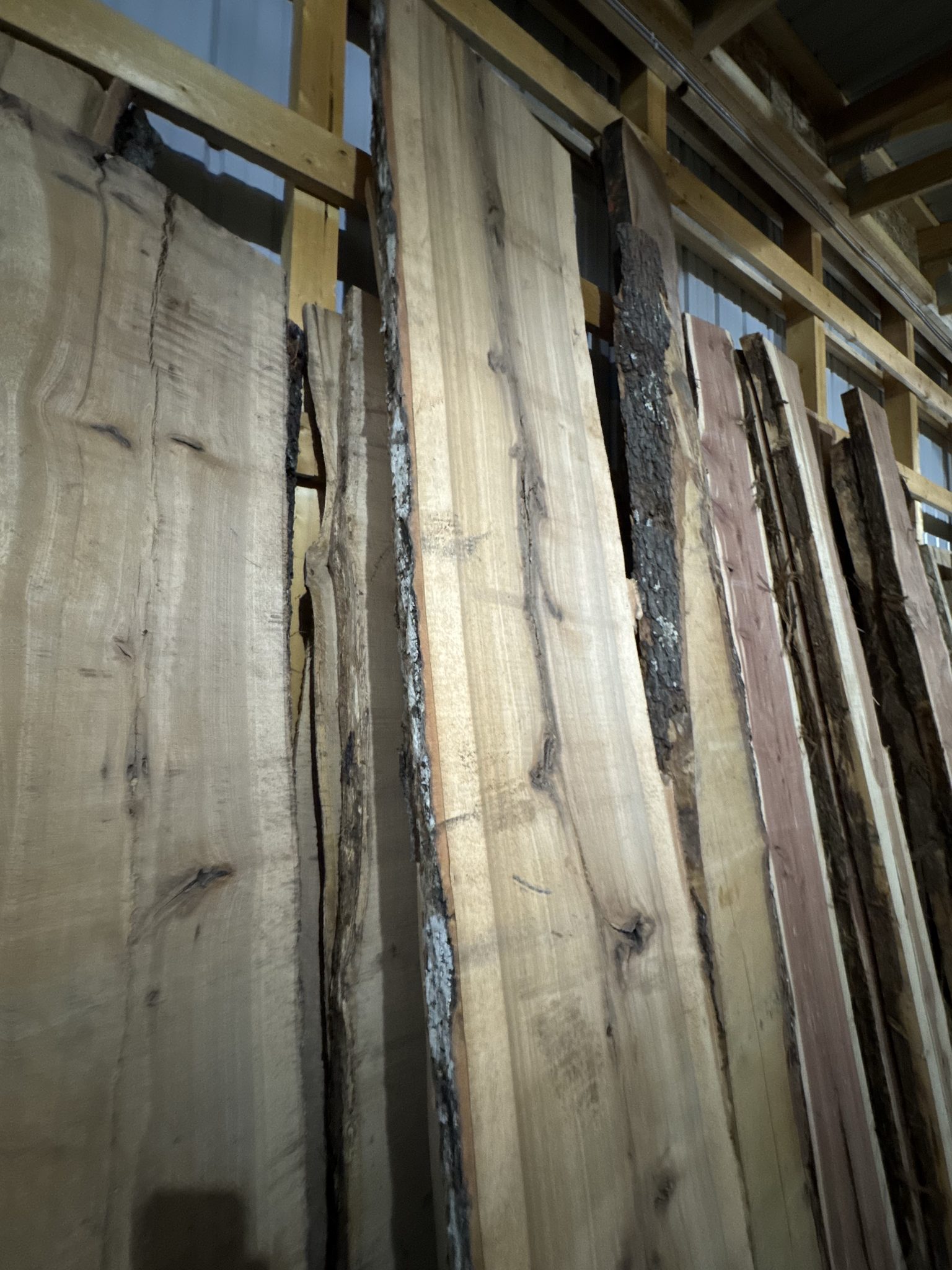 Live edge hardwood slabs