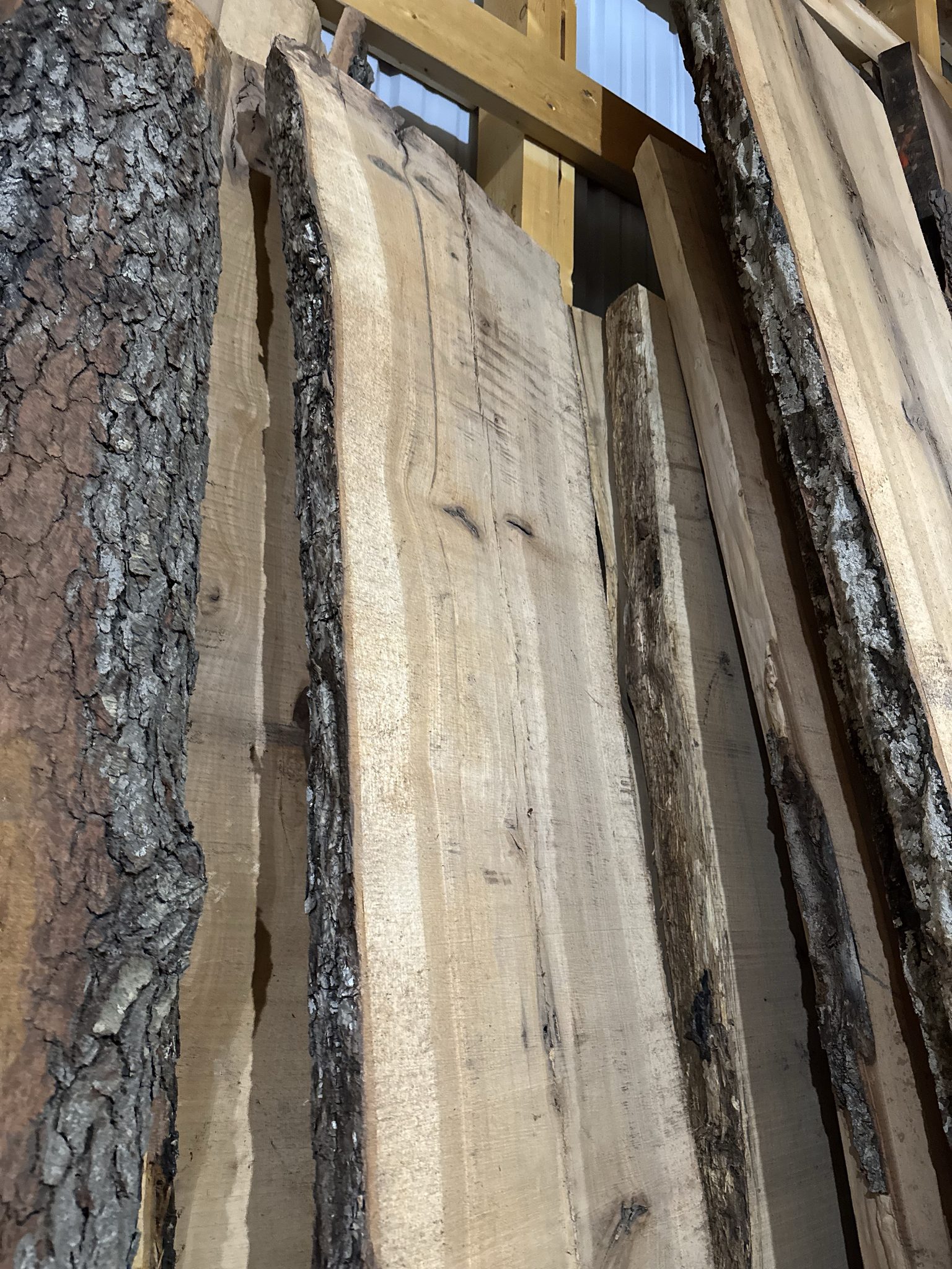 Live edge hardwood slabs
