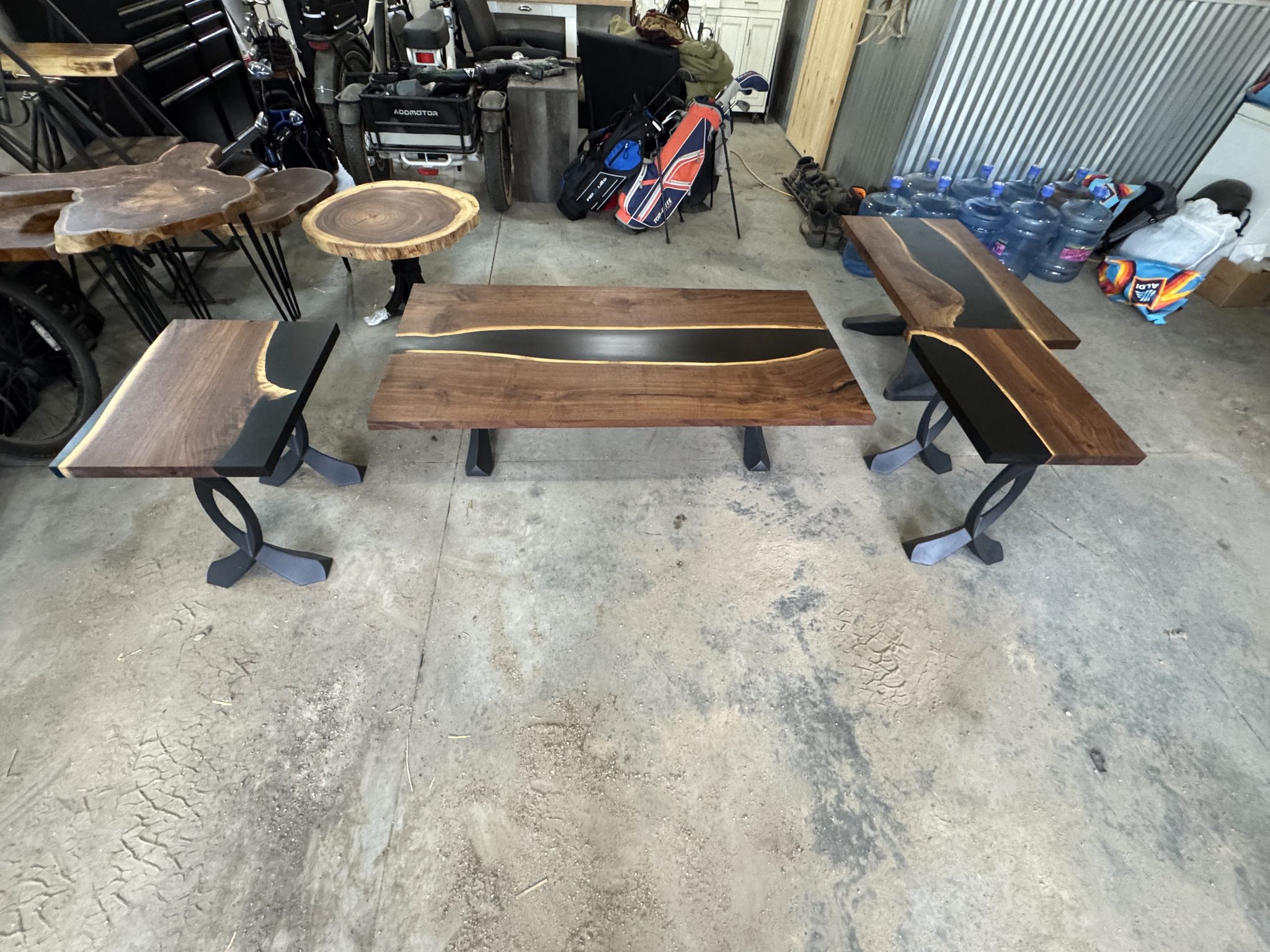 Live edge table in the workshop