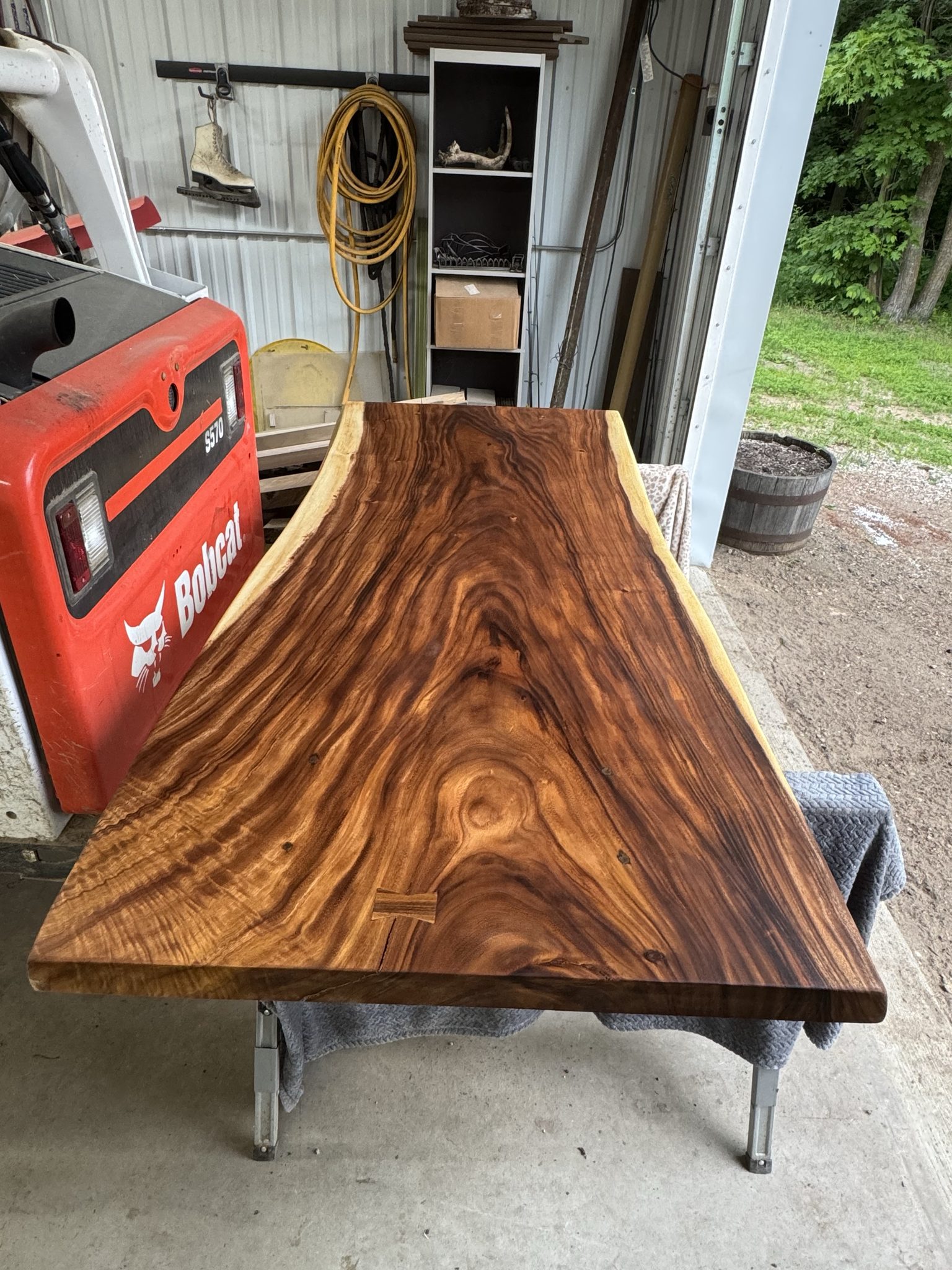 Live edge epoxy table in the workshop