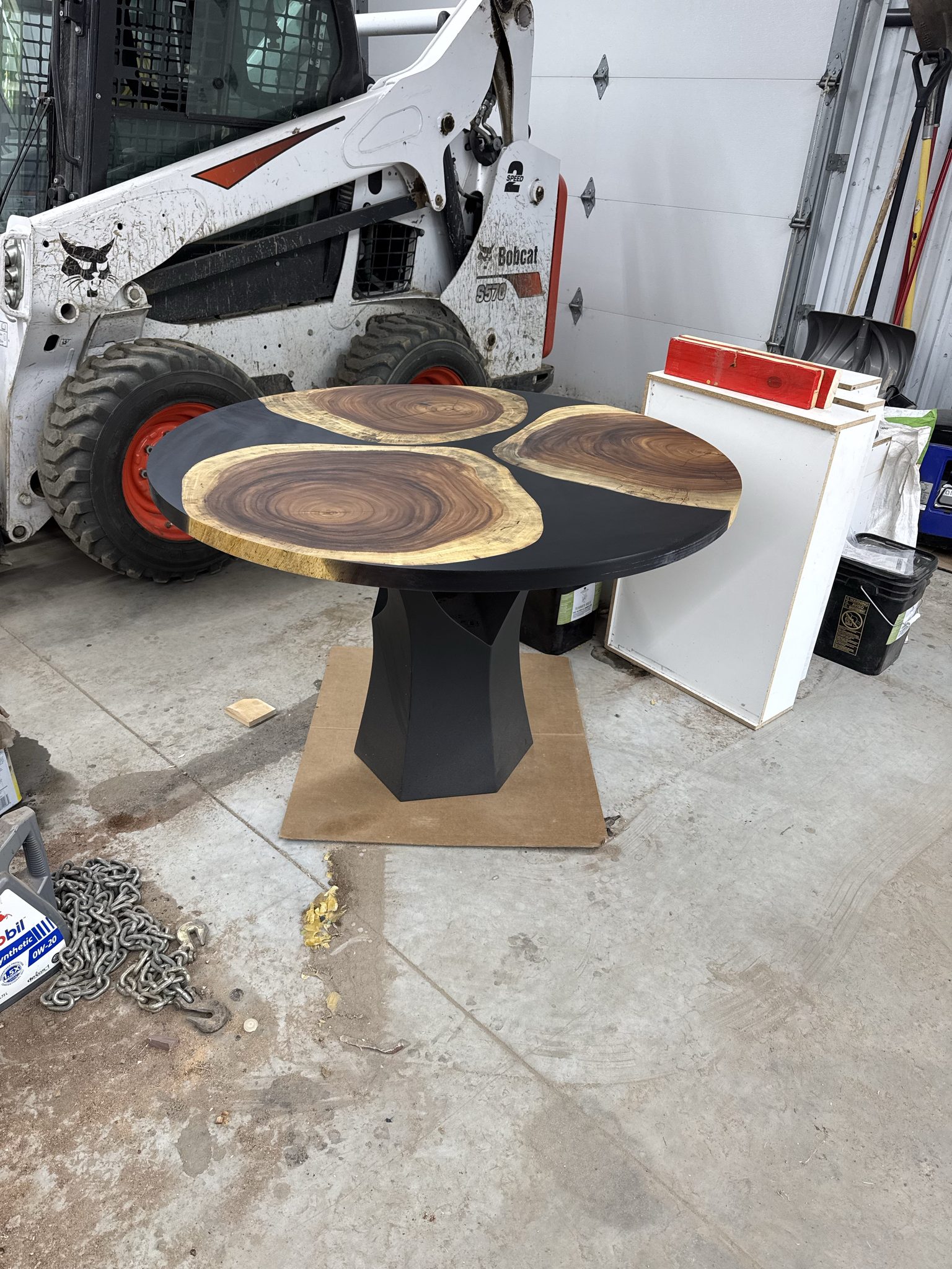 Round pedestal table in progress