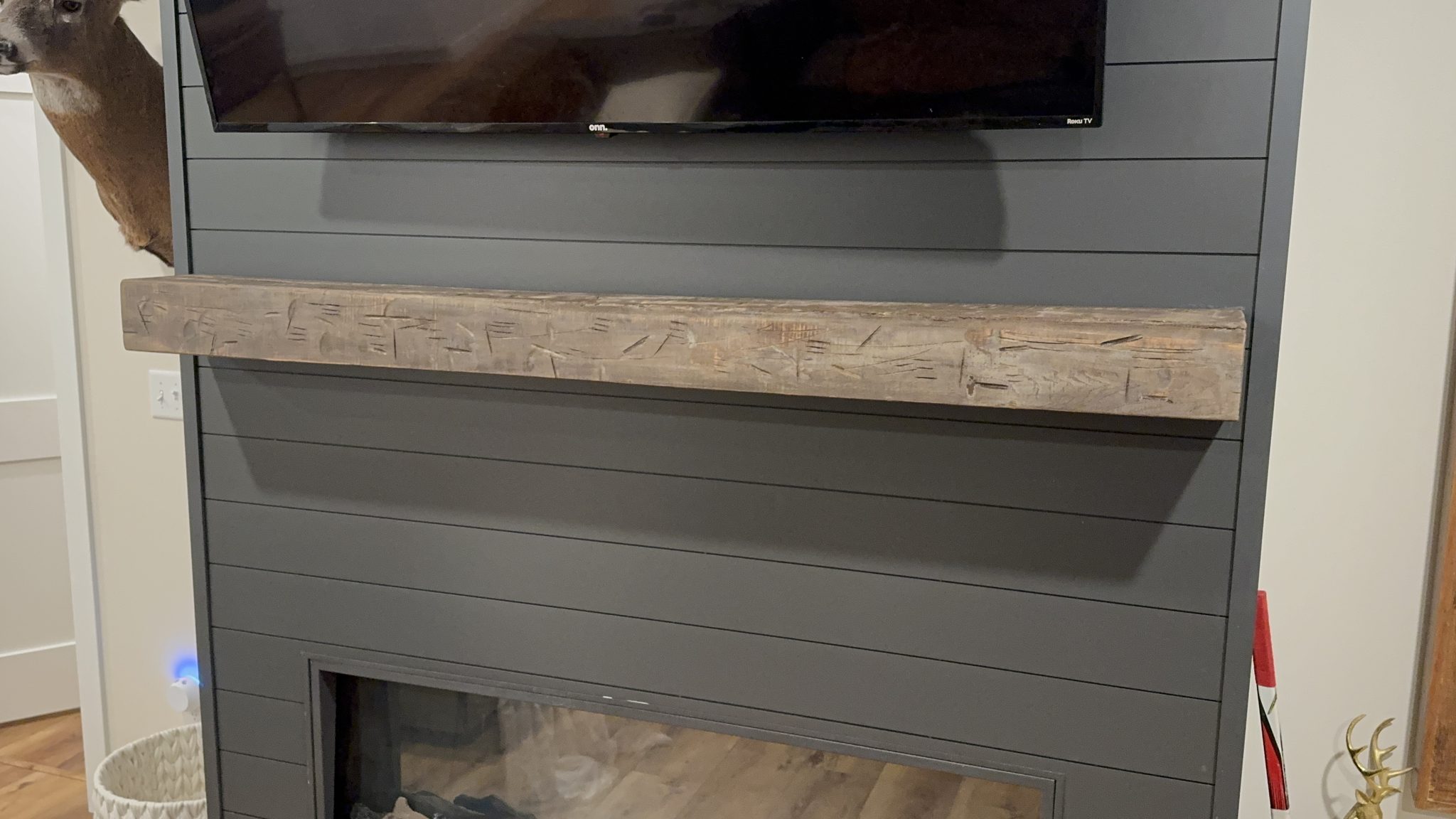 Rustic fireplace mantel