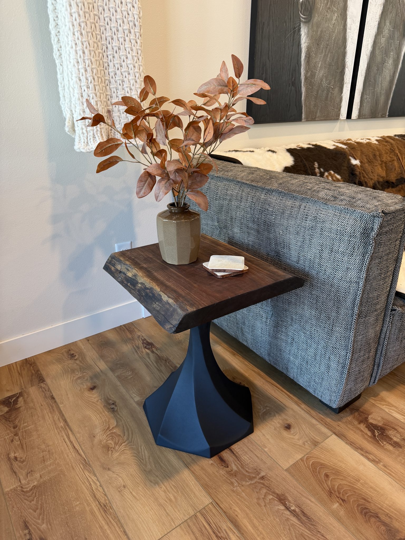 Walnut end table styled